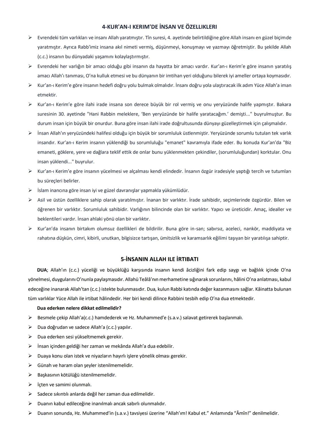 # 1-ALLAH İNANCI VE İNSAN
➤ İnanç esasları içerisinde de en başta Allah'a (c.c.) iman gelir. Kur'an-ı Kerim Allah (c.c.) inancını meyve ver