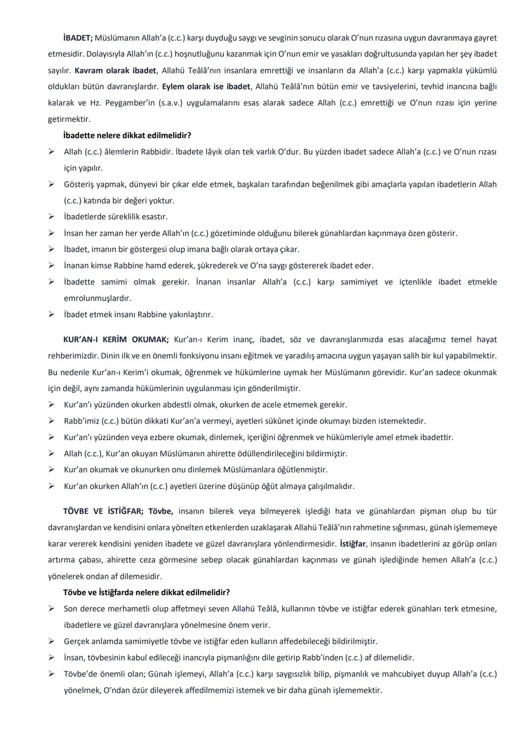 # 1-ALLAH İNANCI VE İNSAN
➤ İnanç esasları içerisinde de en başta Allah'a (c.c.) iman gelir. Kur'an-ı Kerim Allah (c.c.) inancını meyve ver