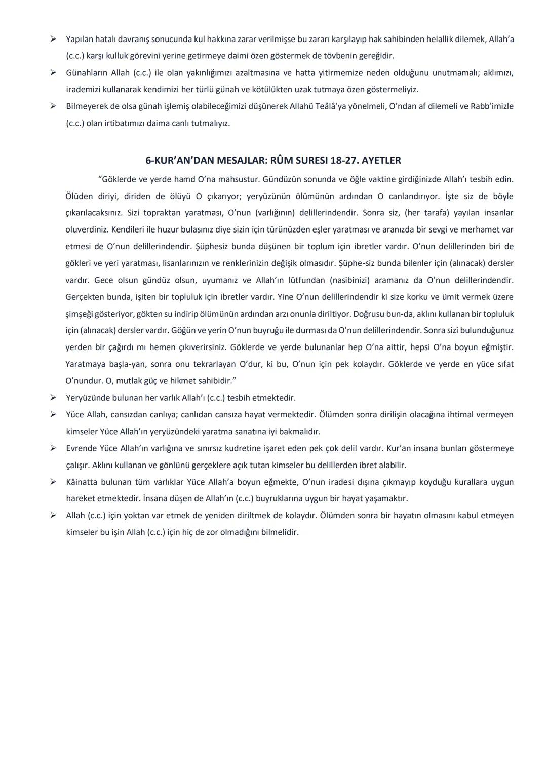 # 1-ALLAH İNANCI VE İNSAN
➤ İnanç esasları içerisinde de en başta Allah'a (c.c.) iman gelir. Kur'an-ı Kerim Allah (c.c.) inancını meyve ver
