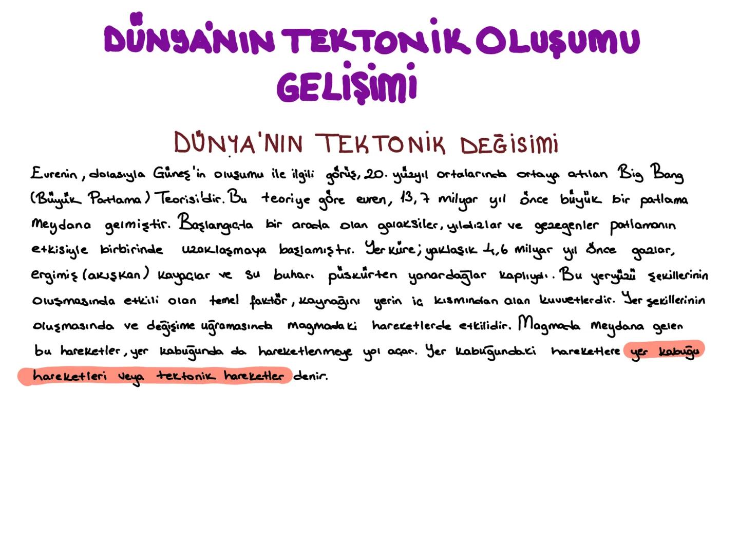 DÜNYANIN TEKTONİK OLUŞUMU
GELİŞİMİ
DÜNYA'NIN TEKTONIK DEĞİSimi
Eurenin, dolasıyla Güneş'in oluşumu ile ilgili görüş, 20. yüzyıl ortalarında