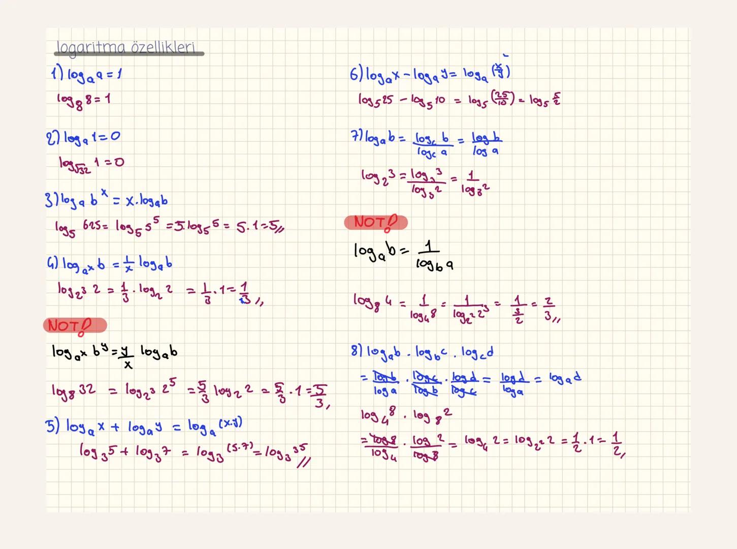 logaritma özellikleri
1)10999=1
10988=1
2710g91=0
1095321=0
3) loga b* = x.logab
loss
625= 109555 =5.10955 = 5.1=51,
4) logax b = + loga b
l