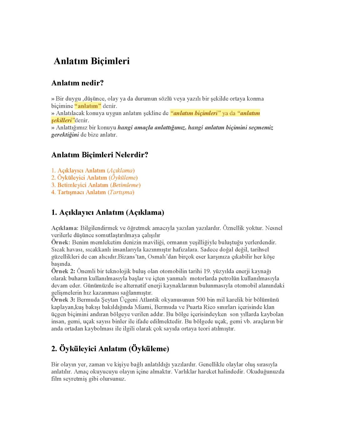 9. Sınıf Edebiyat Dersi için Anlatım Biçimleri