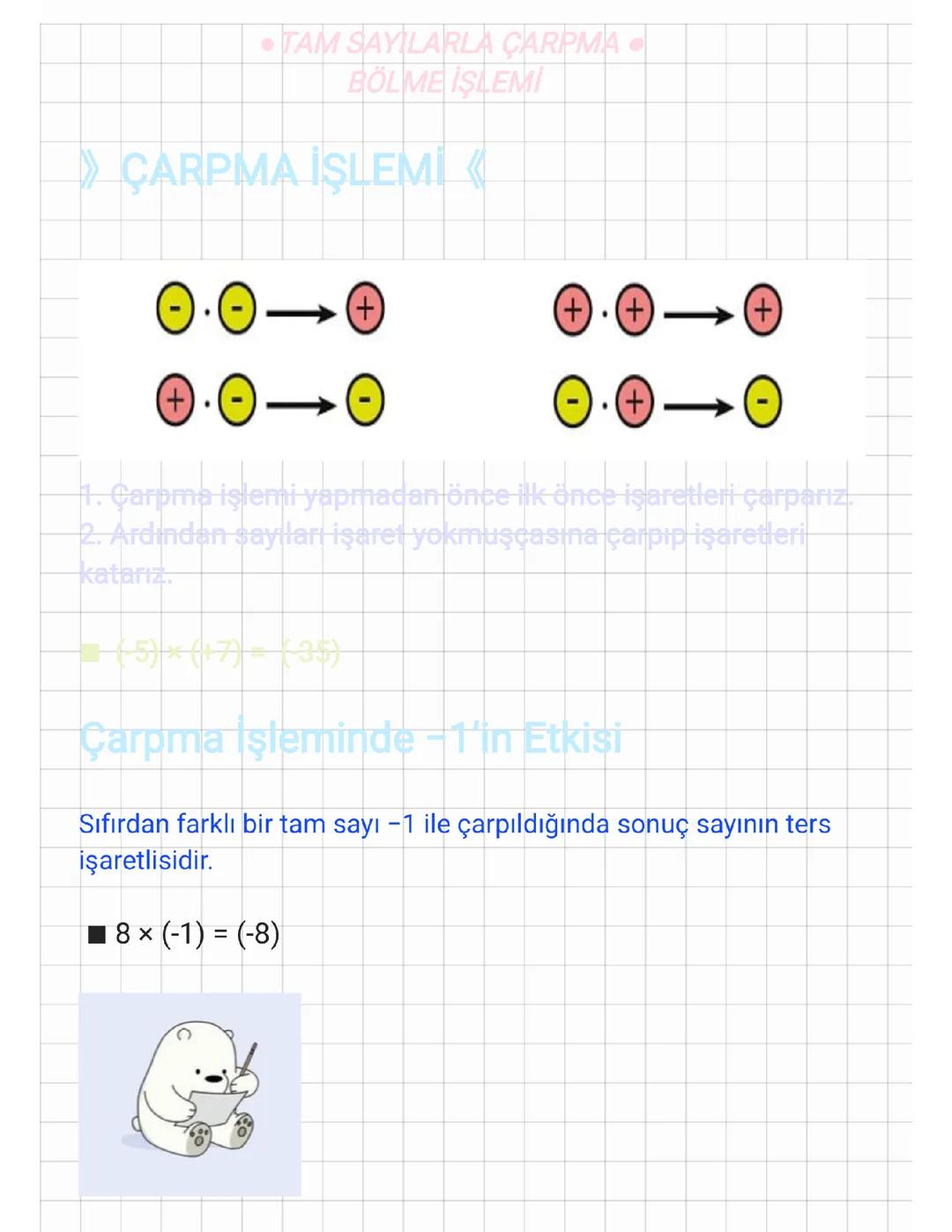 7. Sınıf Matematik: Tam Sayılarla Çarpma ve Bölme