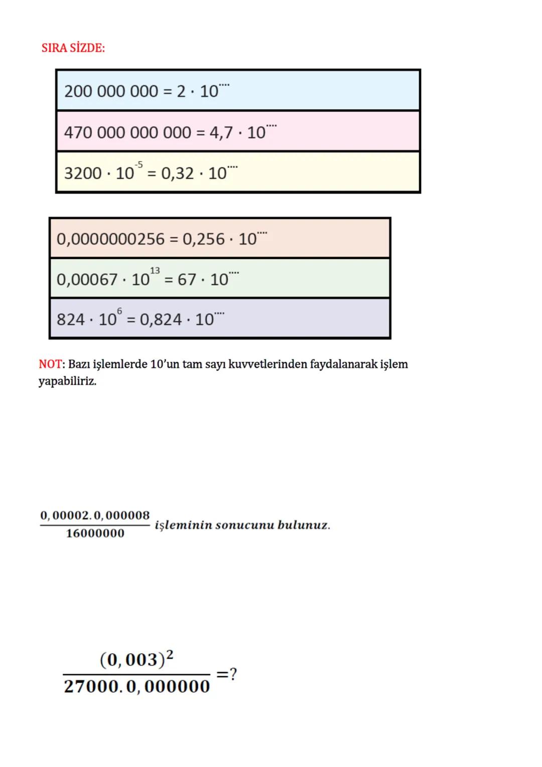 # ÜSLÜ İFADELER
KUVVETİ NEGATİF OLAN ÜSLÜ İFADELER
Kuvvetin negatif olması tabanda yer alan sayının çarpmaya göre tersini alıp
kuvvetini ö
