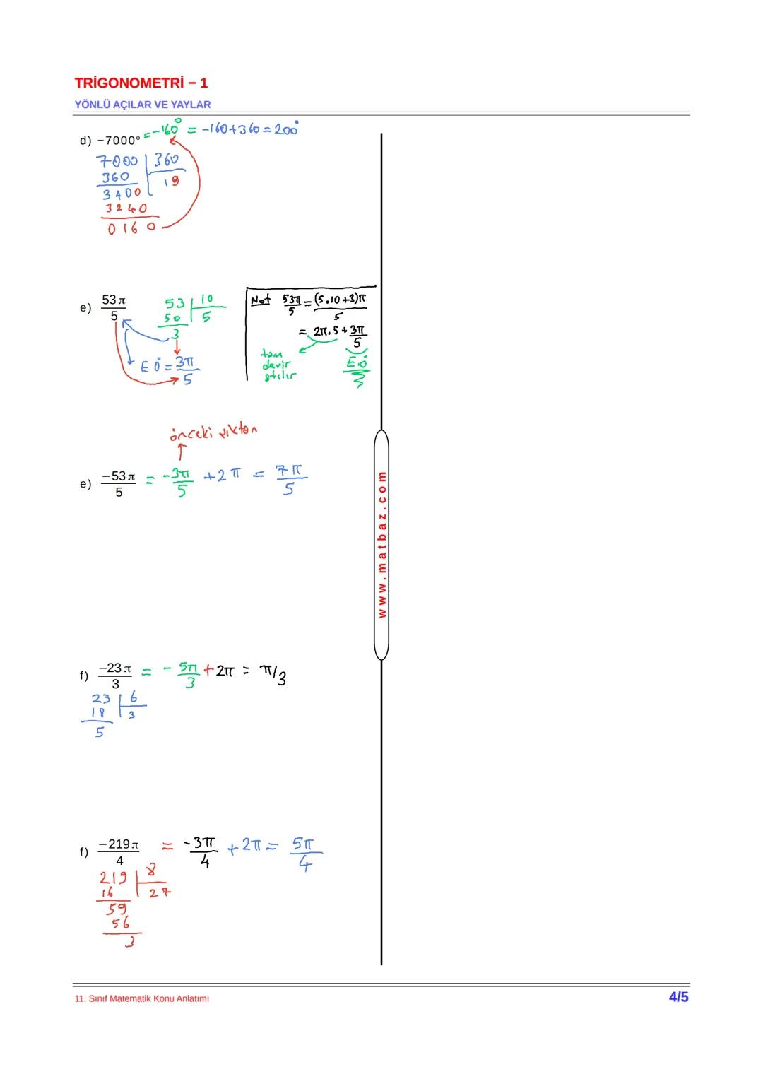 # TRİGONOMETRİ - 1
YÖNLÜ AÇILAR VE YAYLAR
## AÇI
B
Başlangıç noktaları ortak olan iki ışının
birleşim kümesine
açı bu ışınlara
açının kena