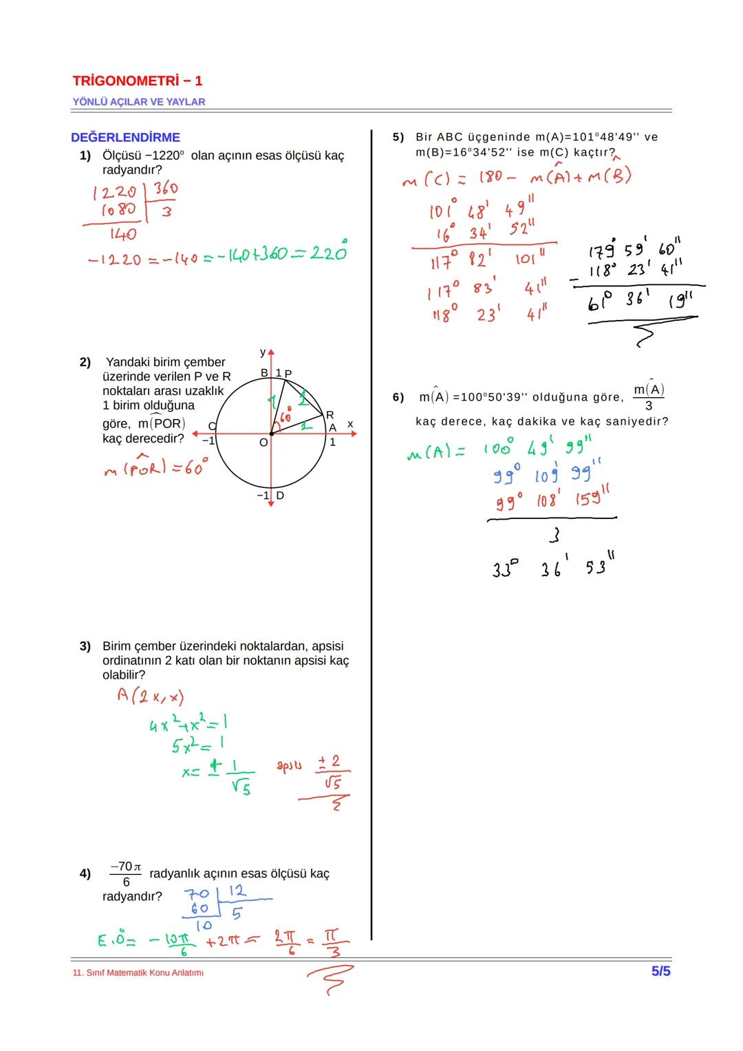 # TRİGONOMETRİ - 1
YÖNLÜ AÇILAR VE YAYLAR
## AÇI
B
Başlangıç noktaları ortak olan iki ışının
birleşim kümesine
açı bu ışınlara
açının kena