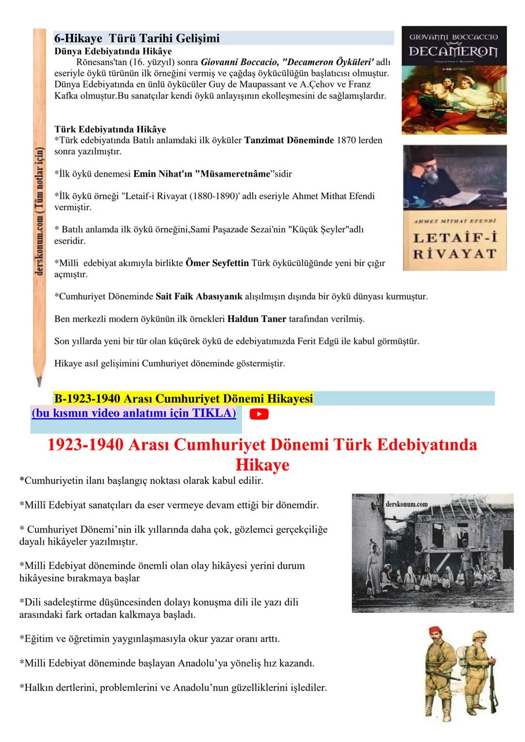 derskonum.com
11.SINIF TÜRK DİLİ VE EDEBİYATI DERSNOTLARI PDF
2.ÜNİTE: HİKAYE /ÖYKÜ
derskonum.com (Tüm notlar için)
PDF İÇERİĞİ
A- GENE