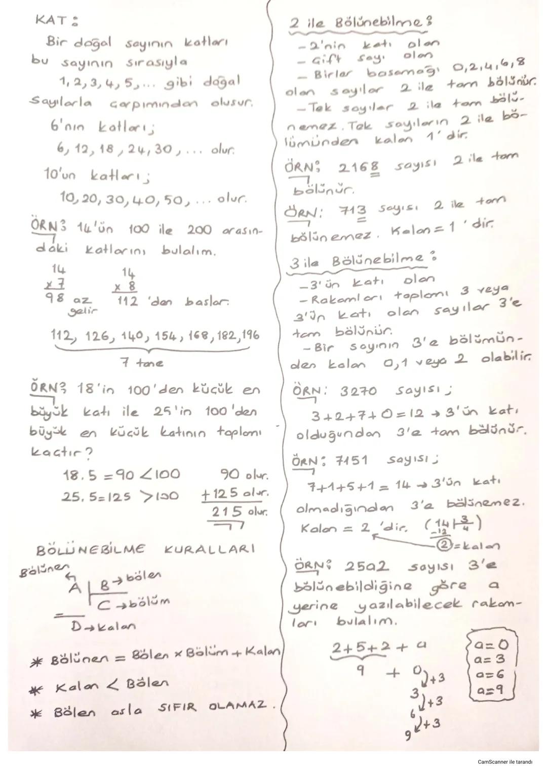 CARPANLAR ve KATLAR
CARPAN = BÖLEN
*Bir doğal sayı iki doğal
sayının çarpımı şeklinde ya-
zıldığında çarpımı olusturan
her bir doğal sayıy