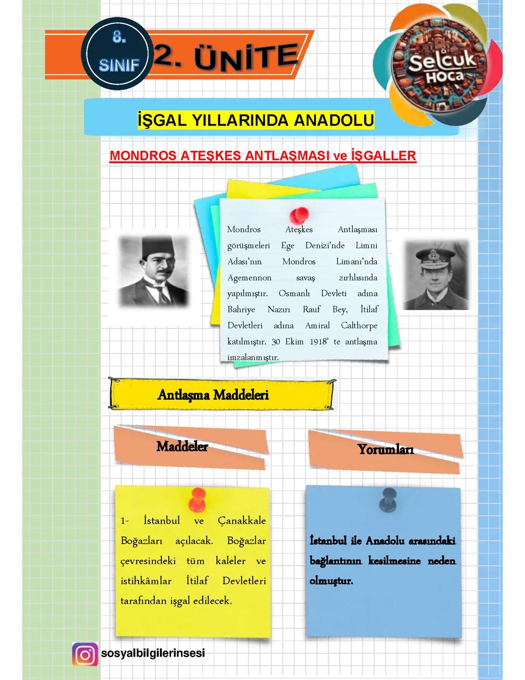 8. sınıf inkılap mondros Ateşkes antlaşması