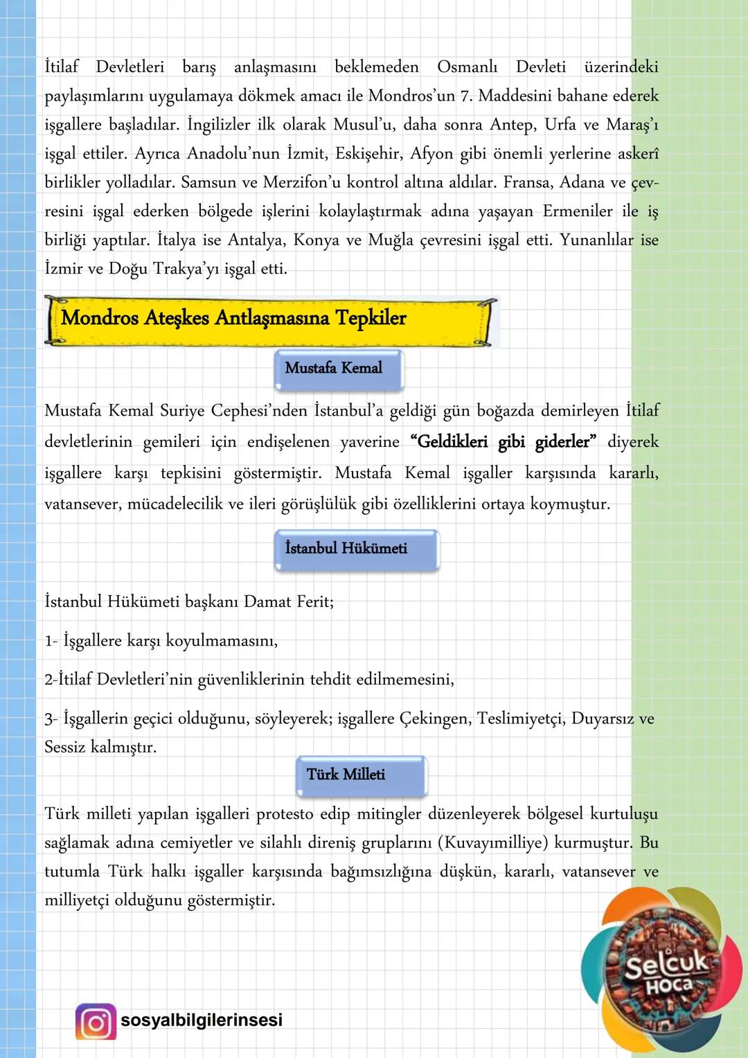 8.
SINIF
2. ÜNİTE
Selcuk
Носа
İŞGAL YILLARINDA ANADOLU
MONDROS ATEŞKES ANTLAŞMASI ve İŞGALLER
Mondros
Ateşkes
Antlaşması
görüşmeleri Ege Den