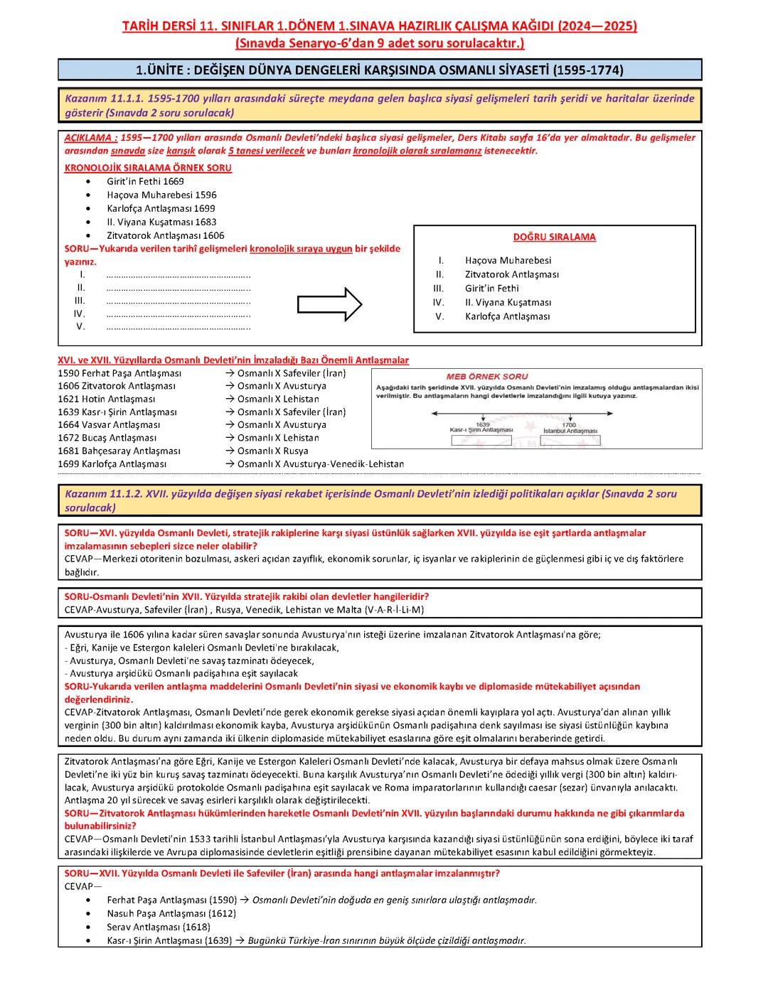 11. Sınıf tarih yazılı