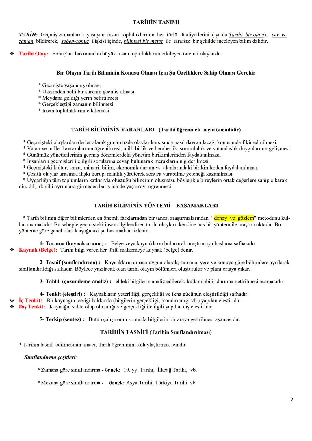 KIZILTEPE
İBN-İ SİNA MESLEKİ VE
TEKNİK ANADOLU LİSESİ
TARİH - 9
DERS NOTLARI
MURAT GÜNDÜZ
*
2019-2020
*
*
1 TARİHİN TANIMI
TARİH: Geçmiş zam
