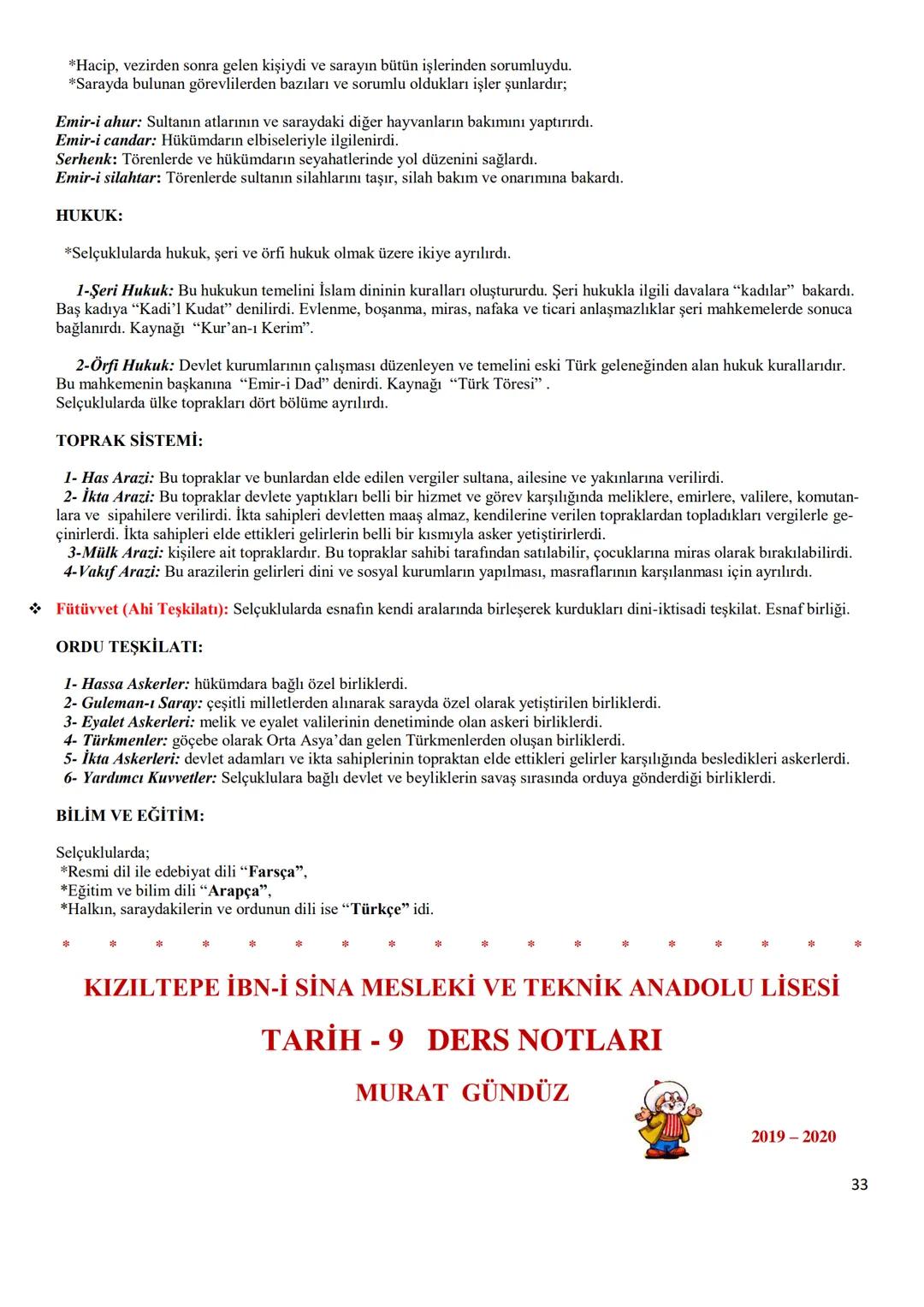 KIZILTEPE
İBN-İ SİNA MESLEKİ VE
TEKNİK ANADOLU LİSESİ
TARİH - 9
DERS NOTLARI
MURAT GÜNDÜZ
*
2019-2020
*
*
1 TARİHİN TANIMI
TARİH: Geçmiş zam