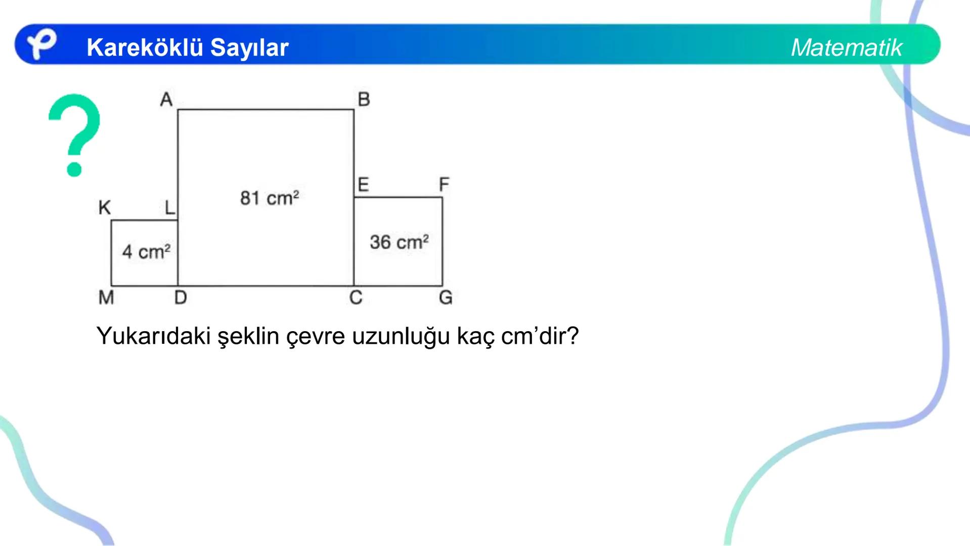 # MATEMATİK
KAREKÖKLÜ SAYILAR
Pakodemy Kareköklü Sayılar
Matematik
Bir sayma sayısını kendisi ile çarparak elde ettiğimiz sayıya tam kar
