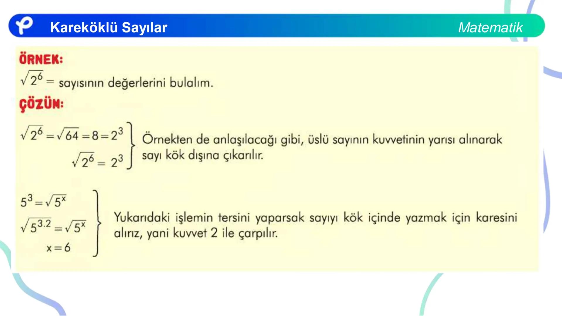 # MATEMATİK
KAREKÖKLÜ SAYILAR
Pakodemy Kareköklü Sayılar
Matematik
Bir sayma sayısını kendisi ile çarparak elde ettiğimiz sayıya tam kar