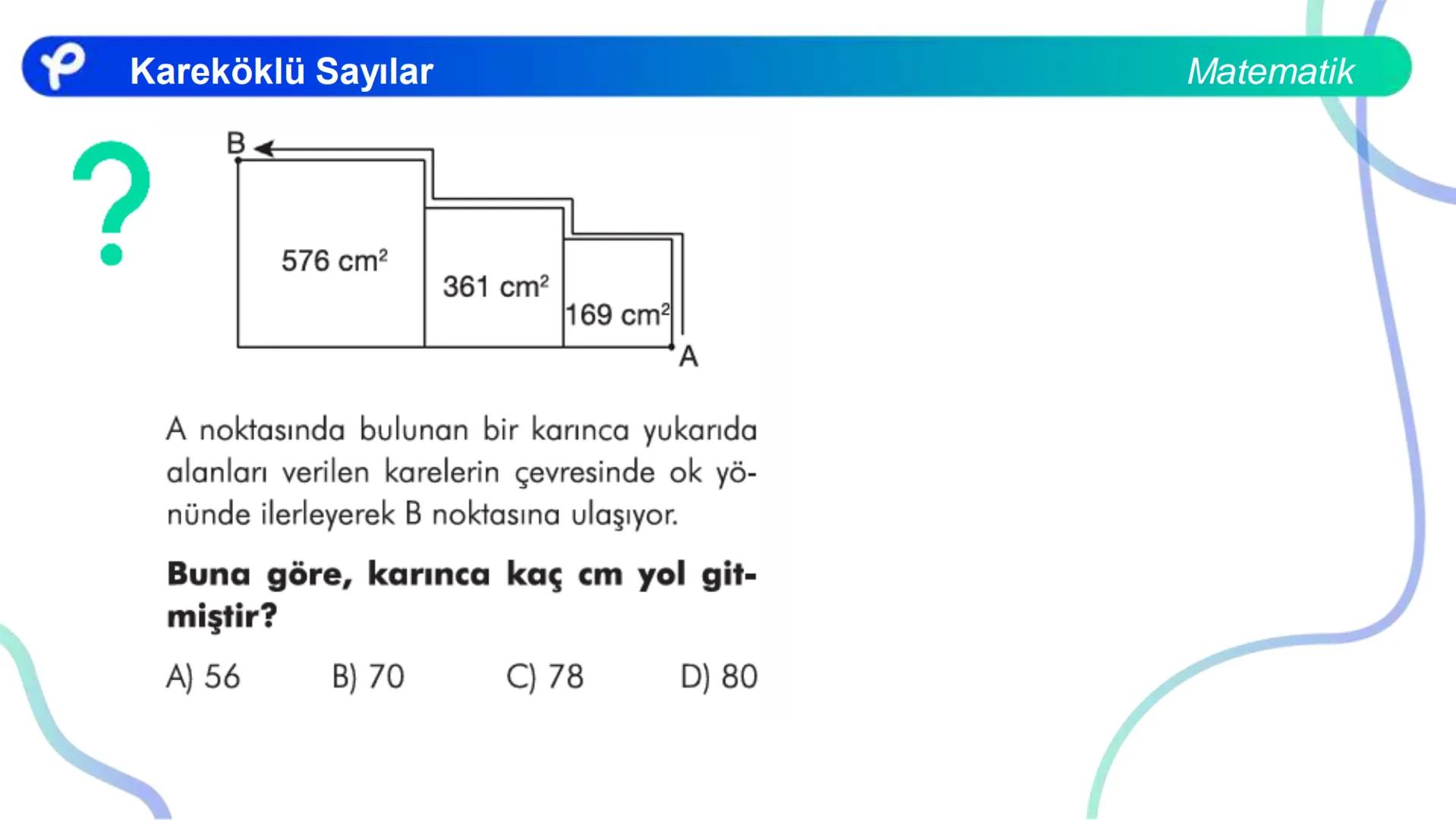 # MATEMATİK
KAREKÖKLÜ SAYILAR
Pakodemy Kareköklü Sayılar
Matematik
Bir sayma sayısını kendisi ile çarparak elde ettiğimiz sayıya tam kar