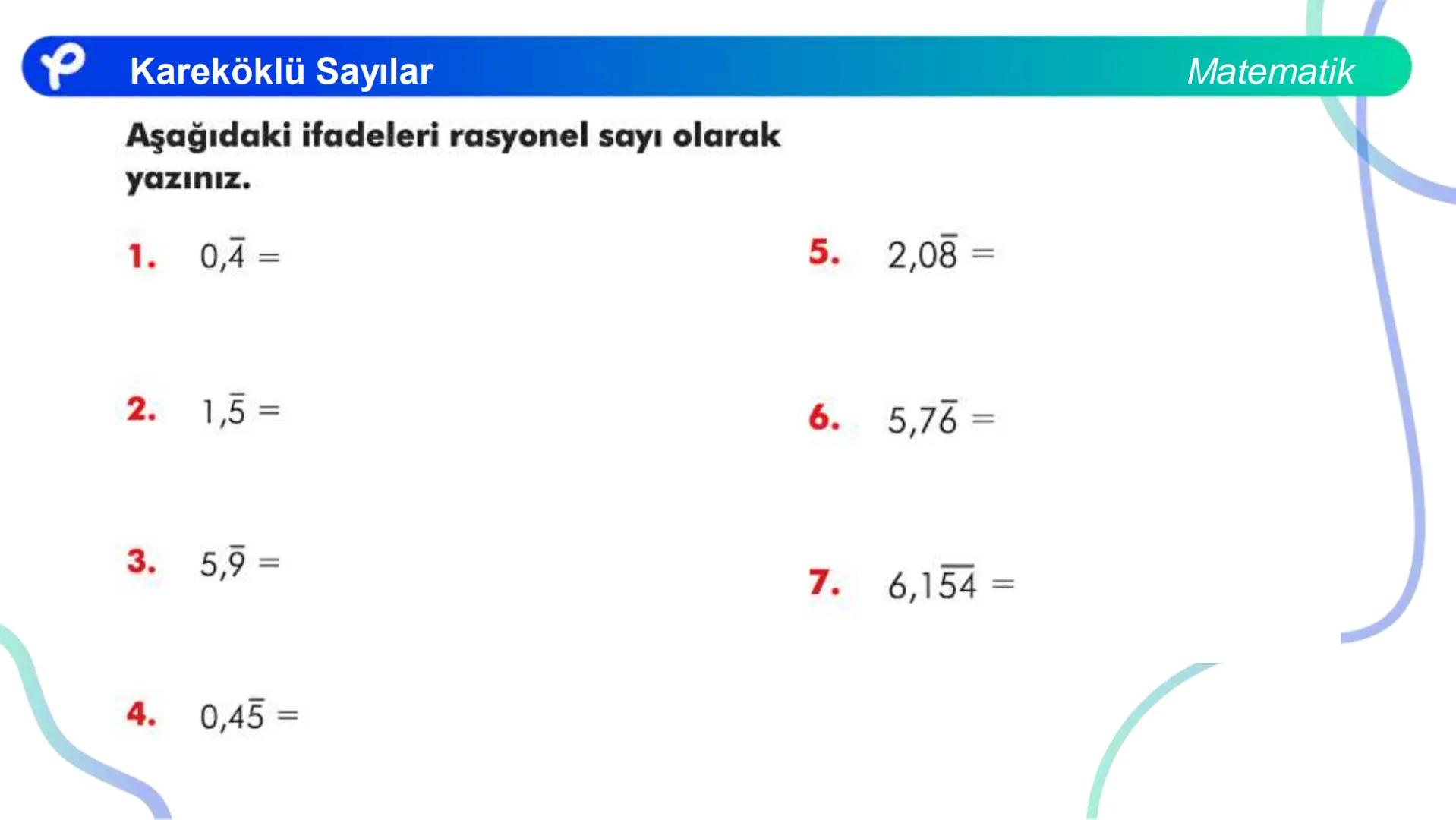 # MATEMATİK
KAREKÖKLÜ SAYILAR
Pakodemy Kareköklü Sayılar
Matematik
Bir sayma sayısını kendisi ile çarparak elde ettiğimiz sayıya tam kar