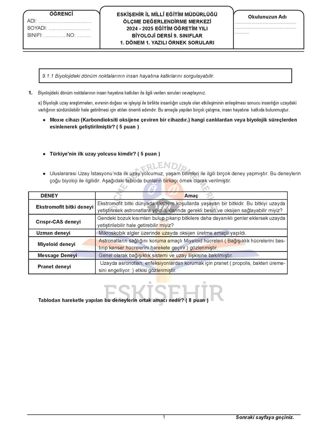 9. Sınıf biyoloji sınava hazırlık notları 👆