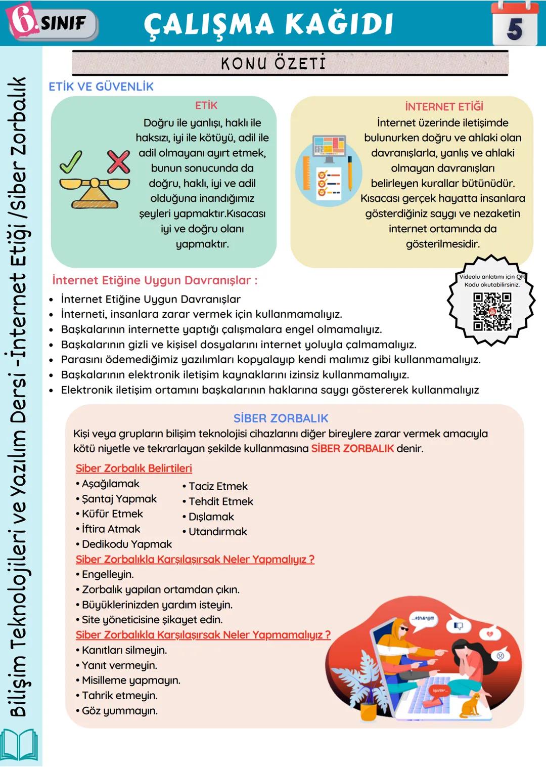 6.SINIF
Bilişim Teknolojileri ve Yazılım Dersi -Bilişim İle Değişim
ÇALIŞMA KAĞIDI
BİLGİSAYAR
Biz kullanıcıların girdiği
verileri alıp iş