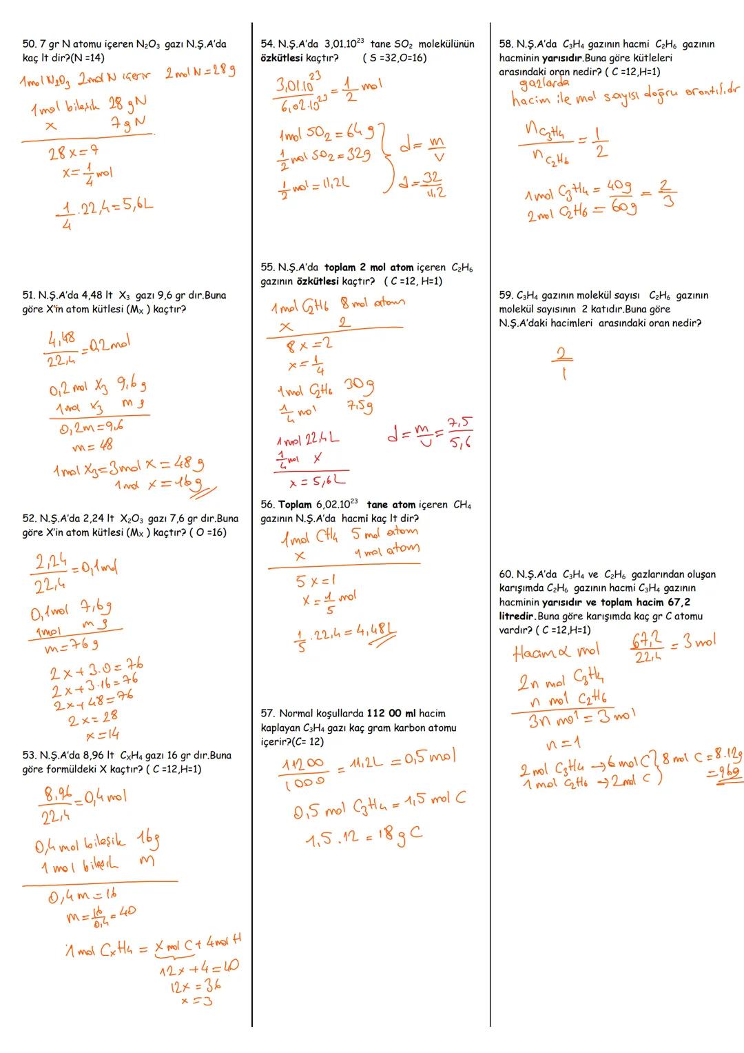 # 10. SINIFLAR MOL KAVRAMI İLE İLGİLİ ÇALIŞMA SORULARI -1
## MOL-TANE İLİŞKİSİ
1. 3,01.1023 tane Fe atomu kaç moldür?
$
\frac{3.00.623}{