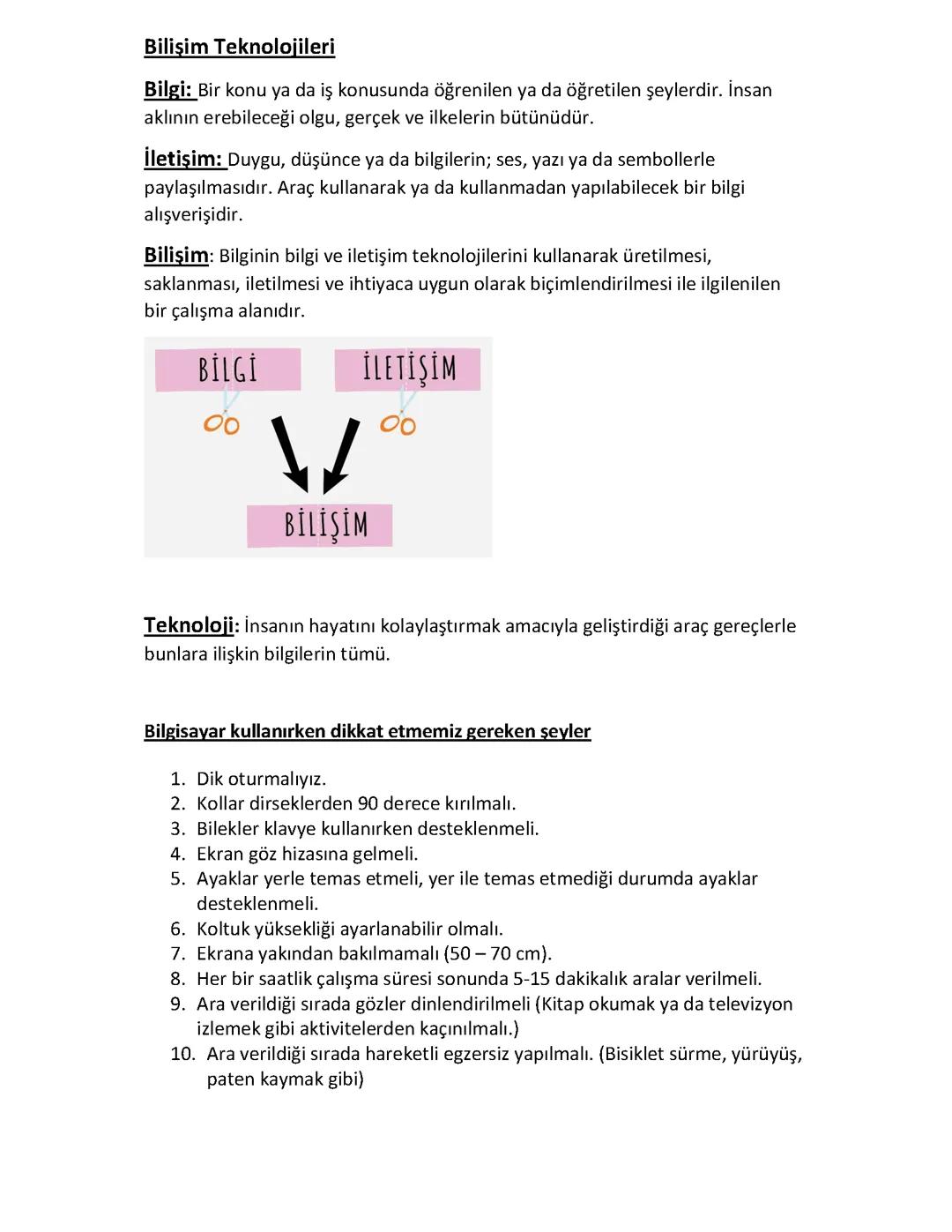 5. Sınıf Bilişim Teknolojileri ve Yazılım Ders Notları