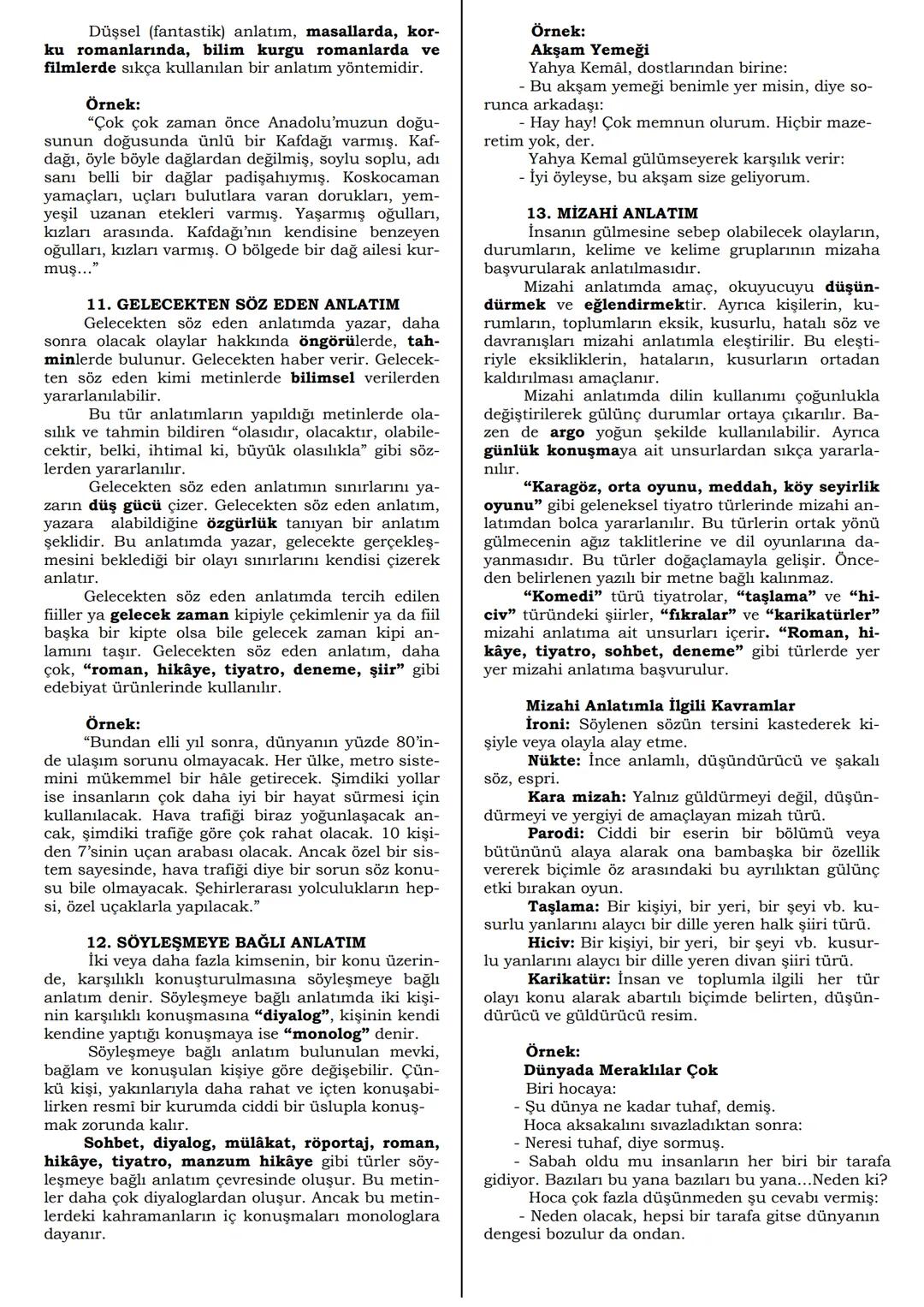 ANLATIM BİÇİMLERİ
1. ÖYKÜLEYİCİ ANLATIM
Öyküleyici anlatım, yaşanmış ya da yaşan-
ması mümkün olayların yer, zaman ve kişilerle
anlatılması