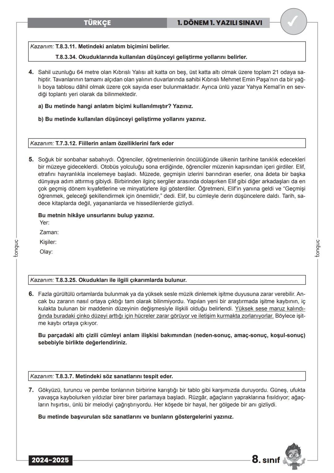 tonguç
Toplam
Puan
TÜRKÇE
1. DÖNEM 1. YAZILI SINAVI
Adı:
Soyadı:
Sınıfı:
1. Soru 2. Soru
(10 Puan) (10 Puan)
3. Soru
(10 Puan)
4. Soru
5. So