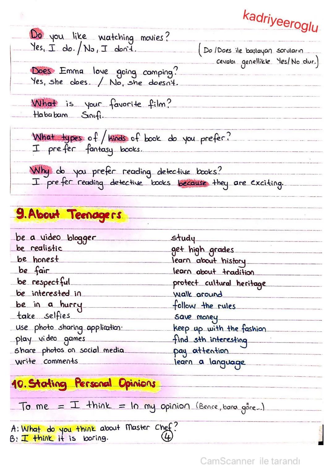 kadriyeeroglu
UNIT 2-TEEN LIFE WORD LIST
after-school activities = okul sonrası aktiviter meal = yemek
all over the world = tüm dünyada mo