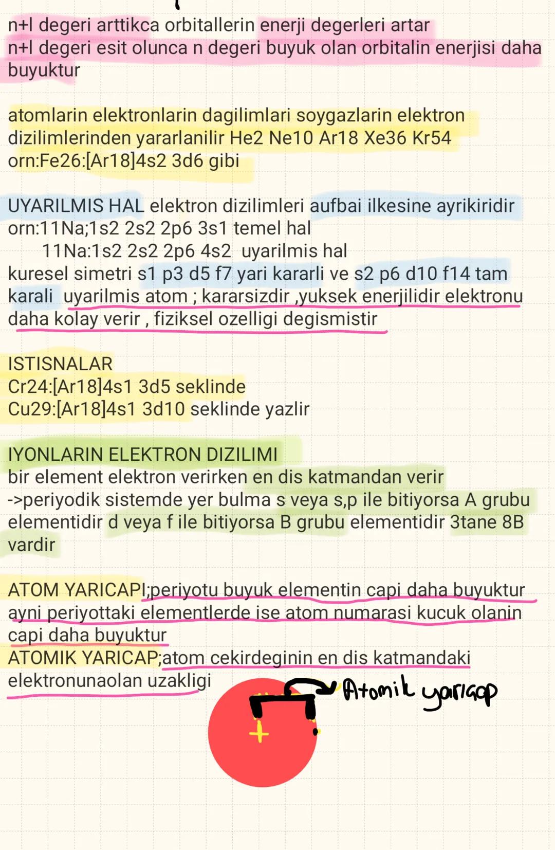 YORUNGE
elektronun izledigi varsayilan
dairesel yoldur
elektronun duzlemsel hareketini
temsil eder
sekli daireseldir
her yorunge bir enerji