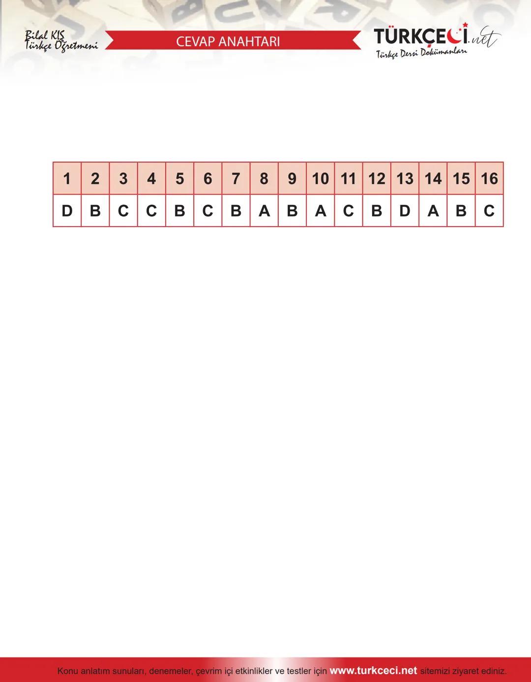 # 7. SINIF TÜRKÇE
Bilal KIS
Türkçe Öğretmeni
Fiilde Anlam-1
1. Aşağıdaki cümlelerin hangisinde durum fiili kul-
lanılmıştır?
A) Seni bu