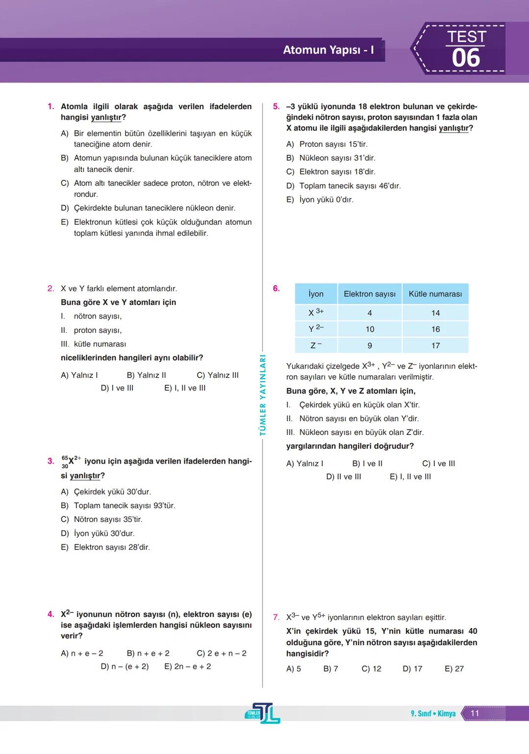 1.
Değersiz metalleri
altına çevirmek
Ölümsüzlük iksirini
bulmak
TEST
Simyadan Kimyaya
01
4. Mehmet kimya dersinde simyadan kimyaya aktarıla