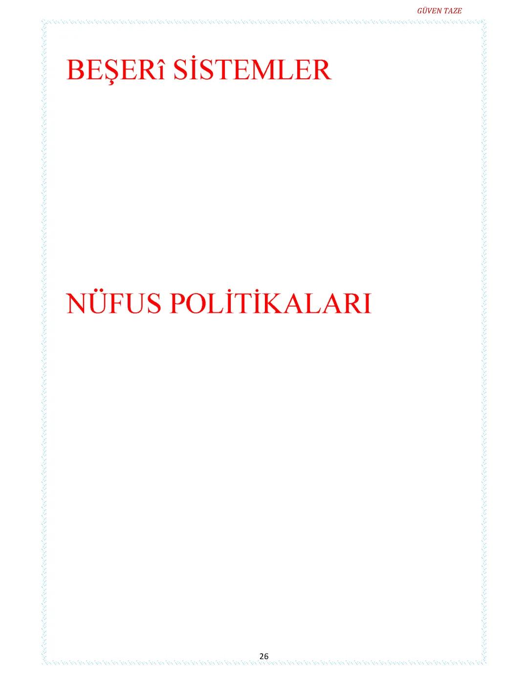 11.Sınıf Coğrafya (Nüfus Politikaları)