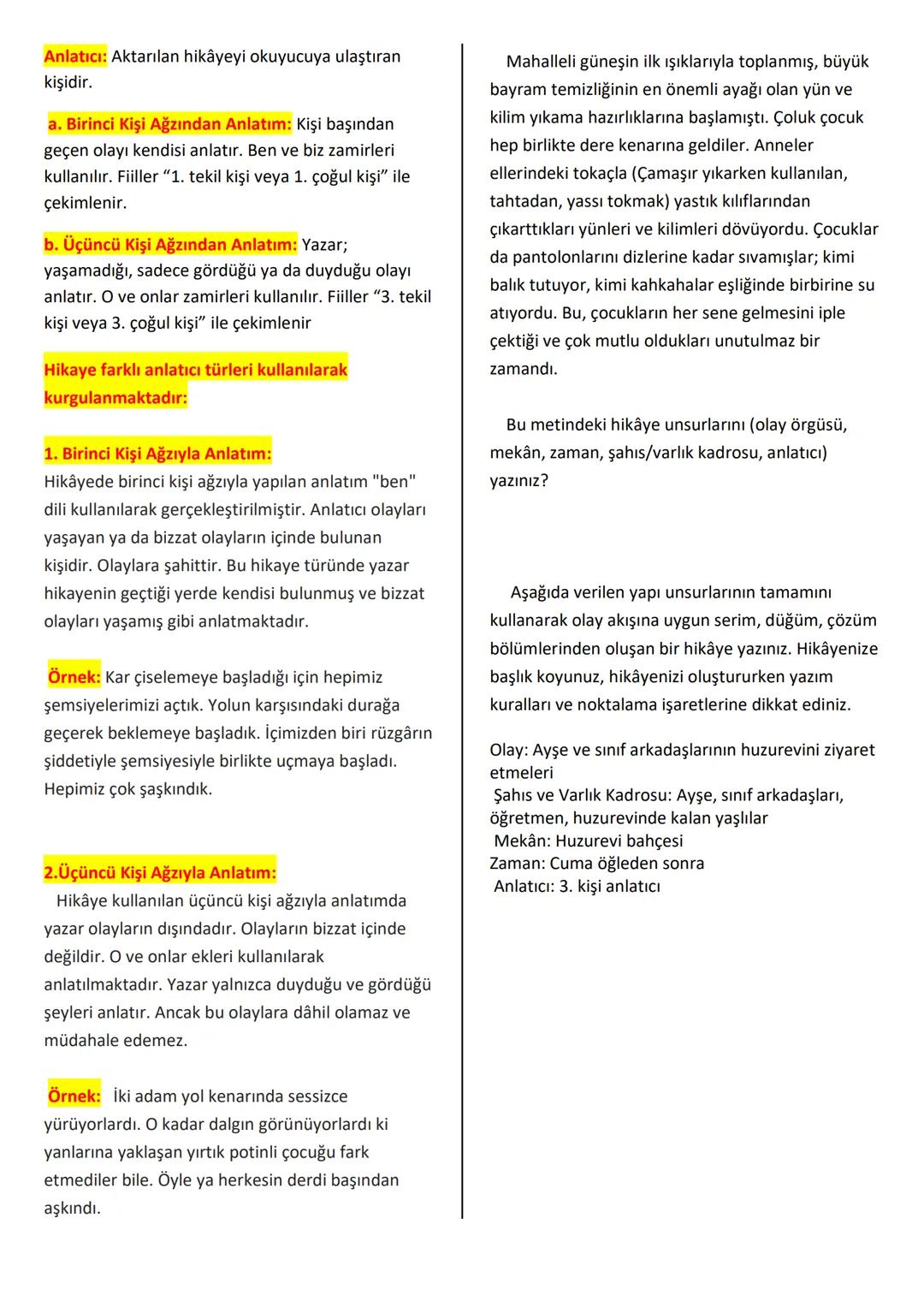 # HİKÂYE UNSURLARI
Yaşanmış ya da yaşanma ihtimali olan olayların
kurgulanması ile oluşan eserlere hikâye (öykü) adı
verilmektedir.
Her hi