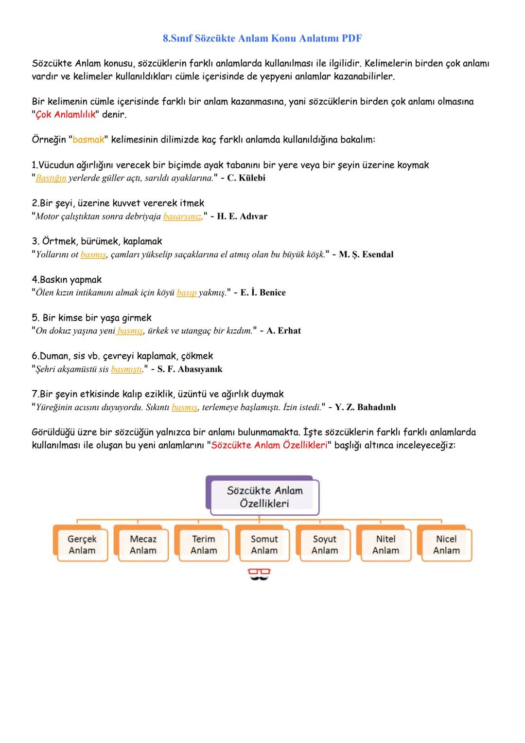8.Sınıf Sözcükte Anlam Konu Anlatımı PDF
Sözcükte Anlam konusu, sözcüklerin farklı anlamlarda kullanılması ile ilgilidir. Kelimelerin birden