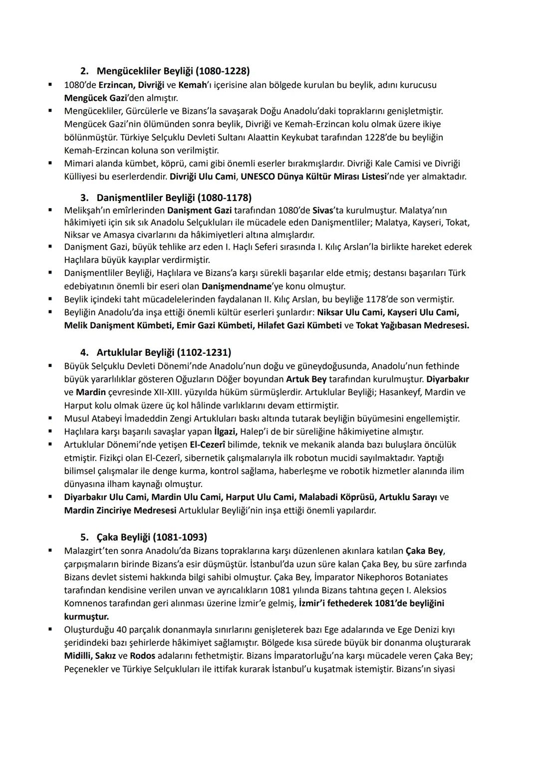 # 1. ANADOLU'YA TÜRK GÖÇLERİ VE BU GÖÇLERİN SOSYOKÜLTÜREL
ETKİLERİ
Türkiye Tarihi (XI-XII. Yüzyıllar Arası Dönem)
Saltuklular (1072-1202)
