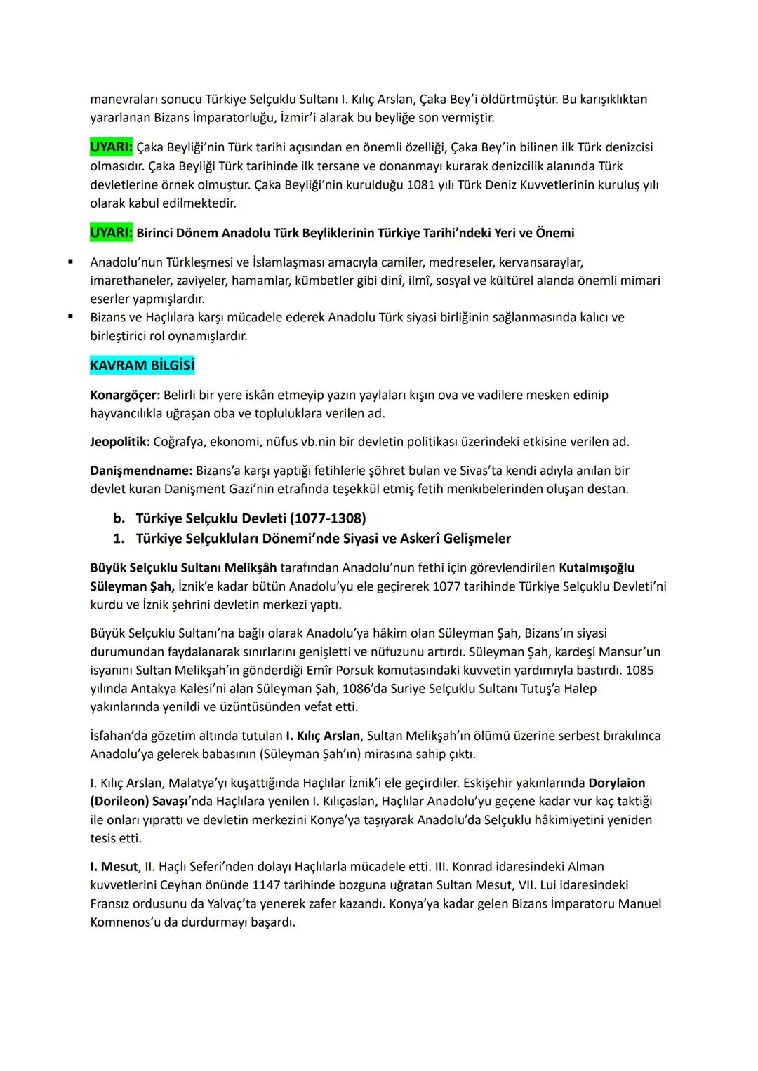 # 1. ANADOLU'YA TÜRK GÖÇLERİ VE BU GÖÇLERİN SOSYOKÜLTÜREL
ETKİLERİ
Türkiye Tarihi (XI-XII. Yüzyıllar Arası Dönem)
Saltuklular (1072-1202)