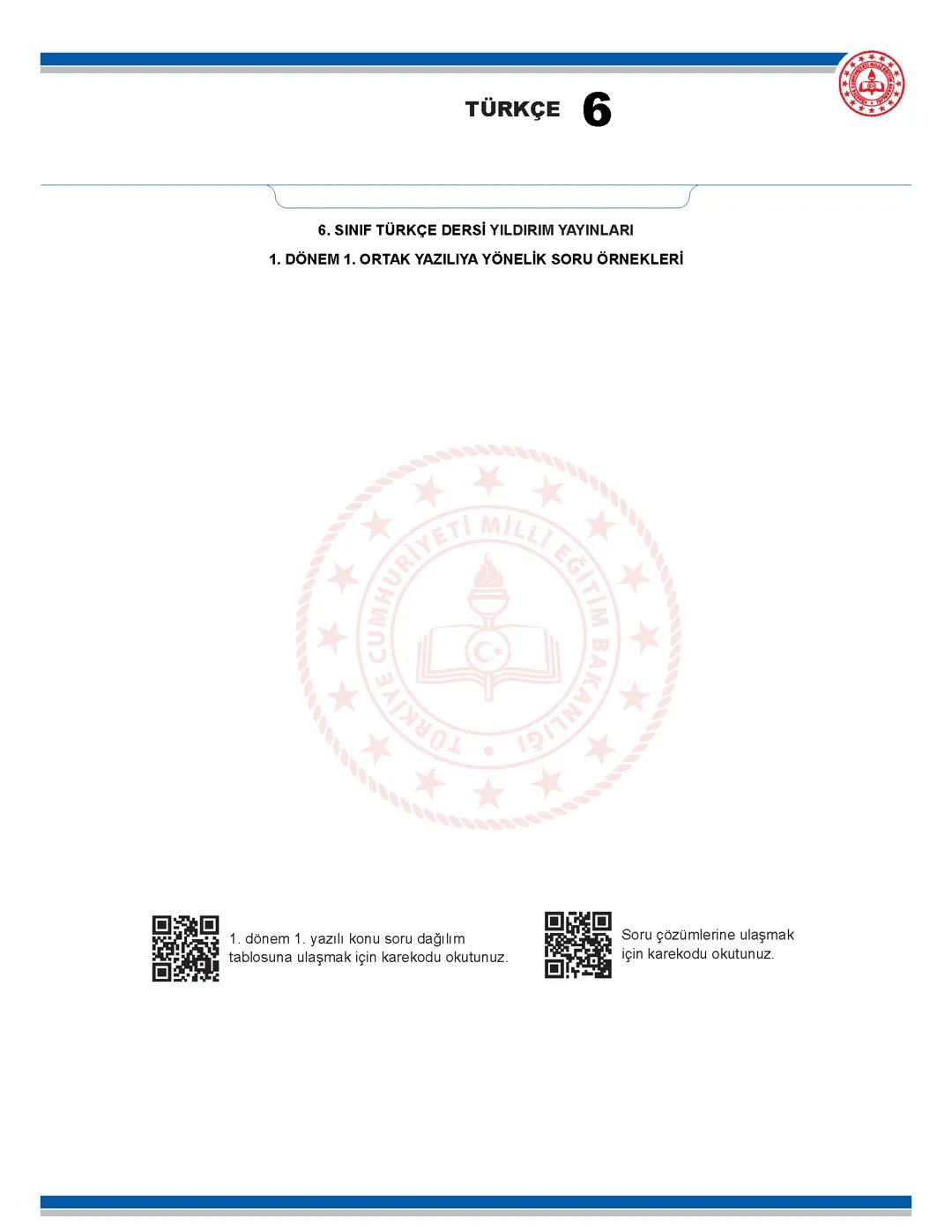 Türkçe 6. Sınıf Konuları ve Ders Notları