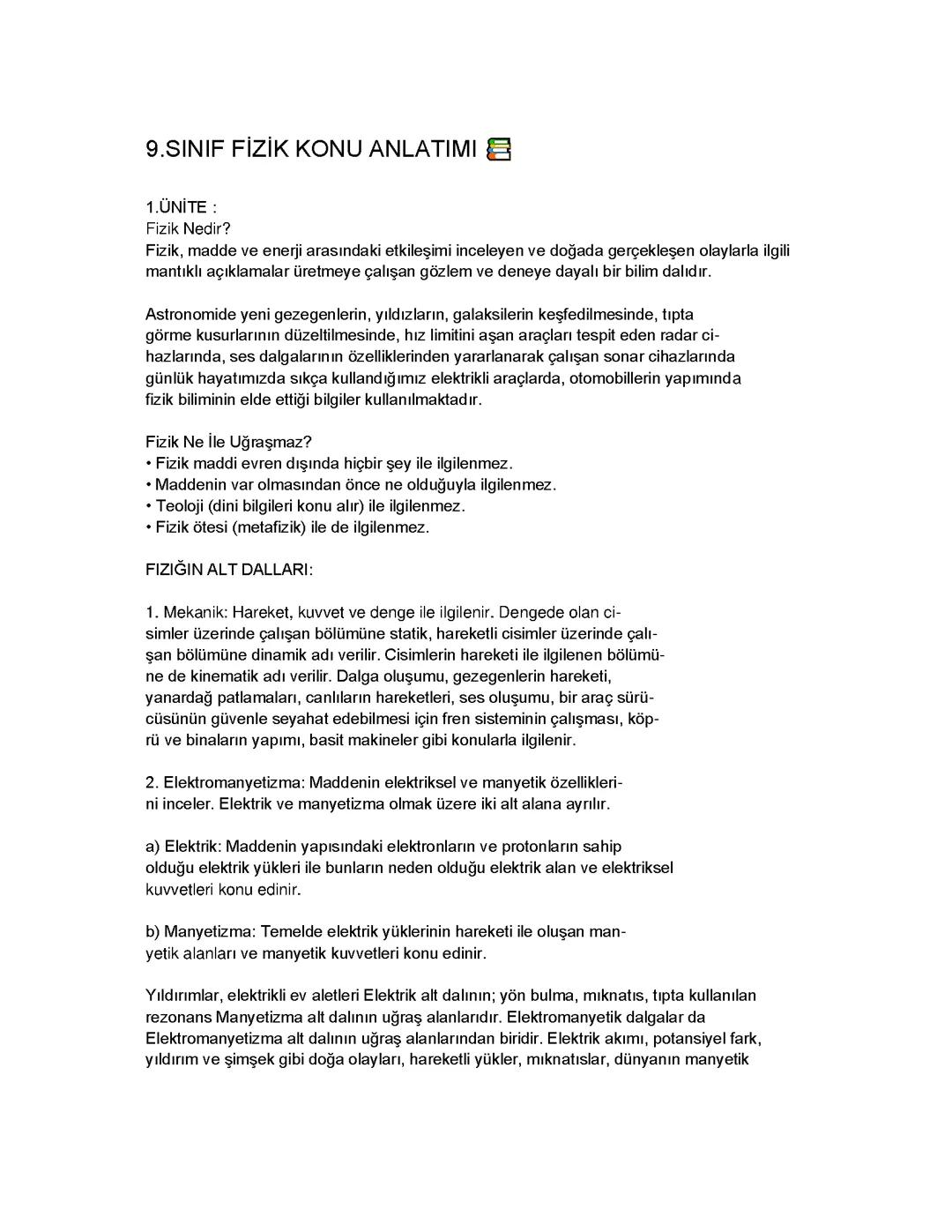 9.sınıf fizik