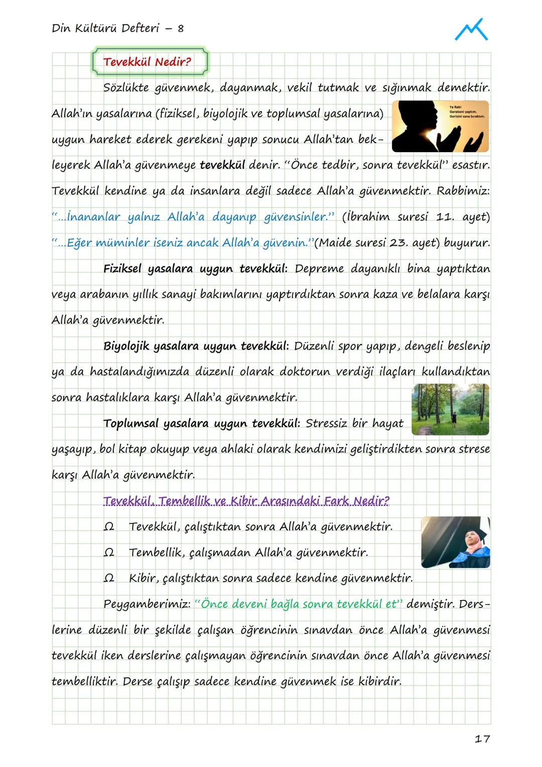 Din Kültürü Defteri - 8
# 1. ÜNİTE: KADER İNANCI
## 1.1. KADER VE KAZA İNANCI
### Allah Her Şeyi Bir Ölçüye Göre Yaratmıştır
Allah Kur'an