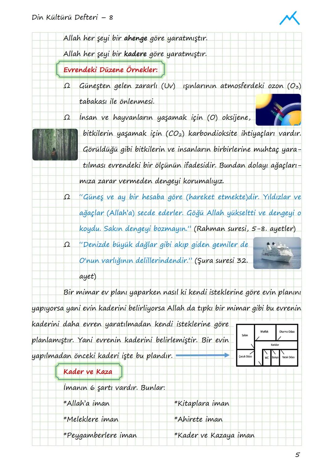 Din Kültürü Defteri - 8
# 1. ÜNİTE: KADER İNANCI
## 1.1. KADER VE KAZA İNANCI
### Allah Her Şeyi Bir Ölçüye Göre Yaratmıştır
Allah Kur'an