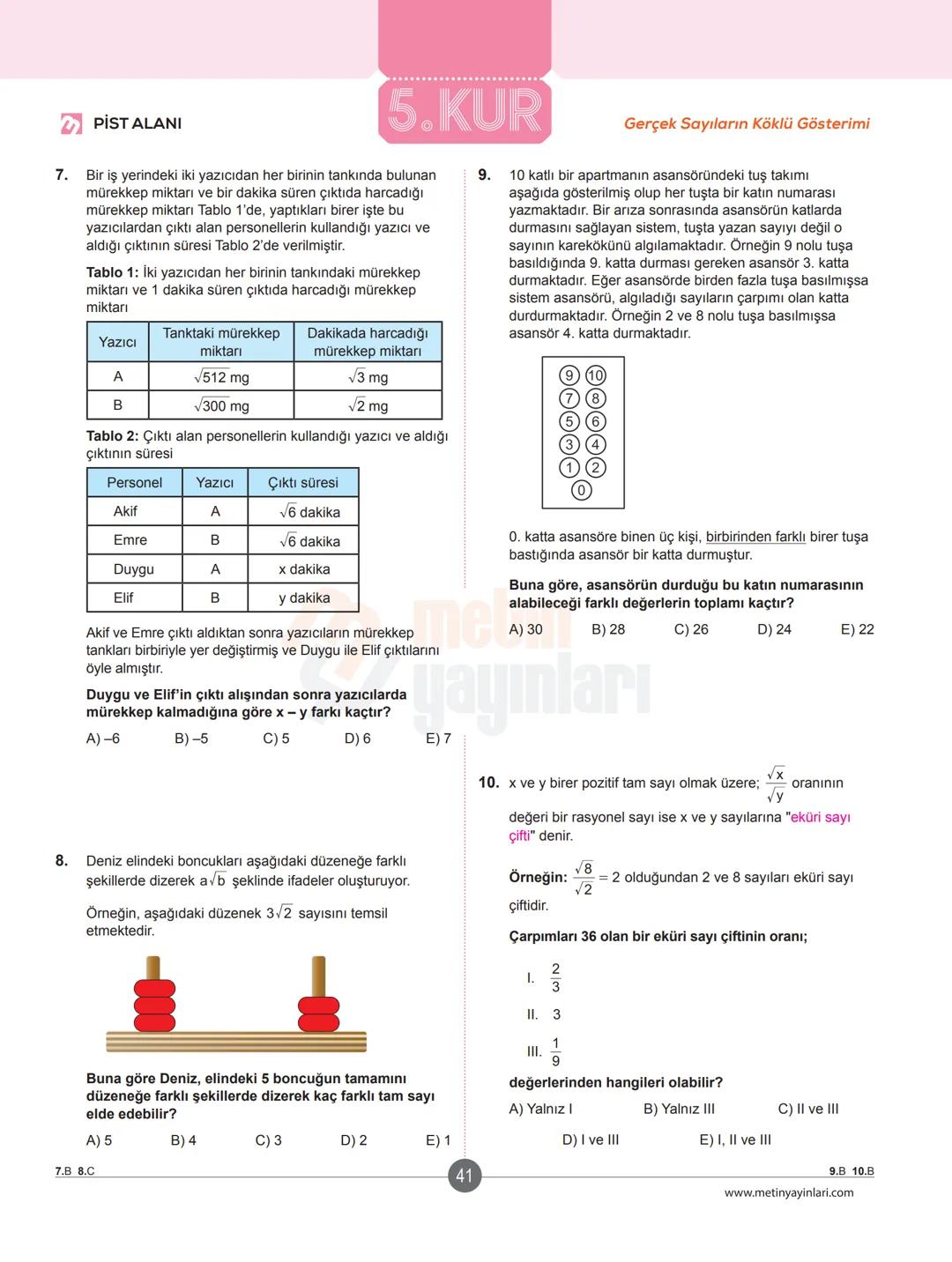# ✔ ISINMA HAREKETLERİ
## Klasikleşmiş Uygulamalar
1. a-1 ve b = -2 için
$a^{-b}-b^{-a}$ ifadesinin değeri kaçtır?
A)-5
B) 2
C) 3
D)
