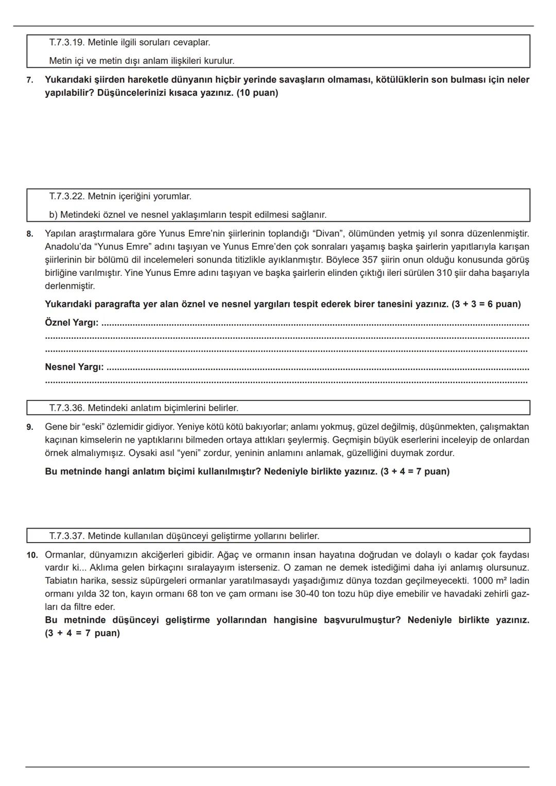 ADI:
SOYADI:
SINIFI:
ÖĞRENCİ
NO: .......
ESKİŞEHİR İL MİLLÎ EĞİTİM MÜDÜRLÜĞÜ
ÖLÇME DEĞERLENDİRME MERKEZİ
2023 2024 EĞİTİM-ÖĞRETİM YILI
TÜRKÇ