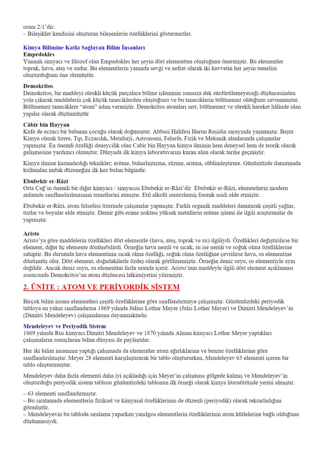9. SINIF KİMYA DERS NOTLARI
1. ÜNİTE : KİMYA BİLİMİ
Simyadan Kimyaya
Simya: Basit metalleri altına çevirme, şifa ve ölümsüzlük iksirini b