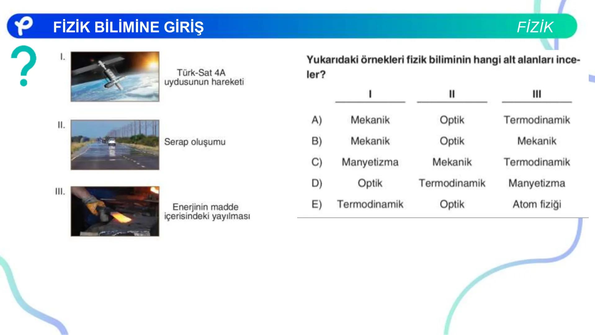 FİZİK
FİZİK BİLİMİNE GİRİŞ
P Pakodemy PFİZİK BİLİMİNE GİRİŞ
Fizik Nedir ?
FİZİK
Fizik: Uzayı, zamanı, maddeyi, enerjiyi ve bunlar arasındaki