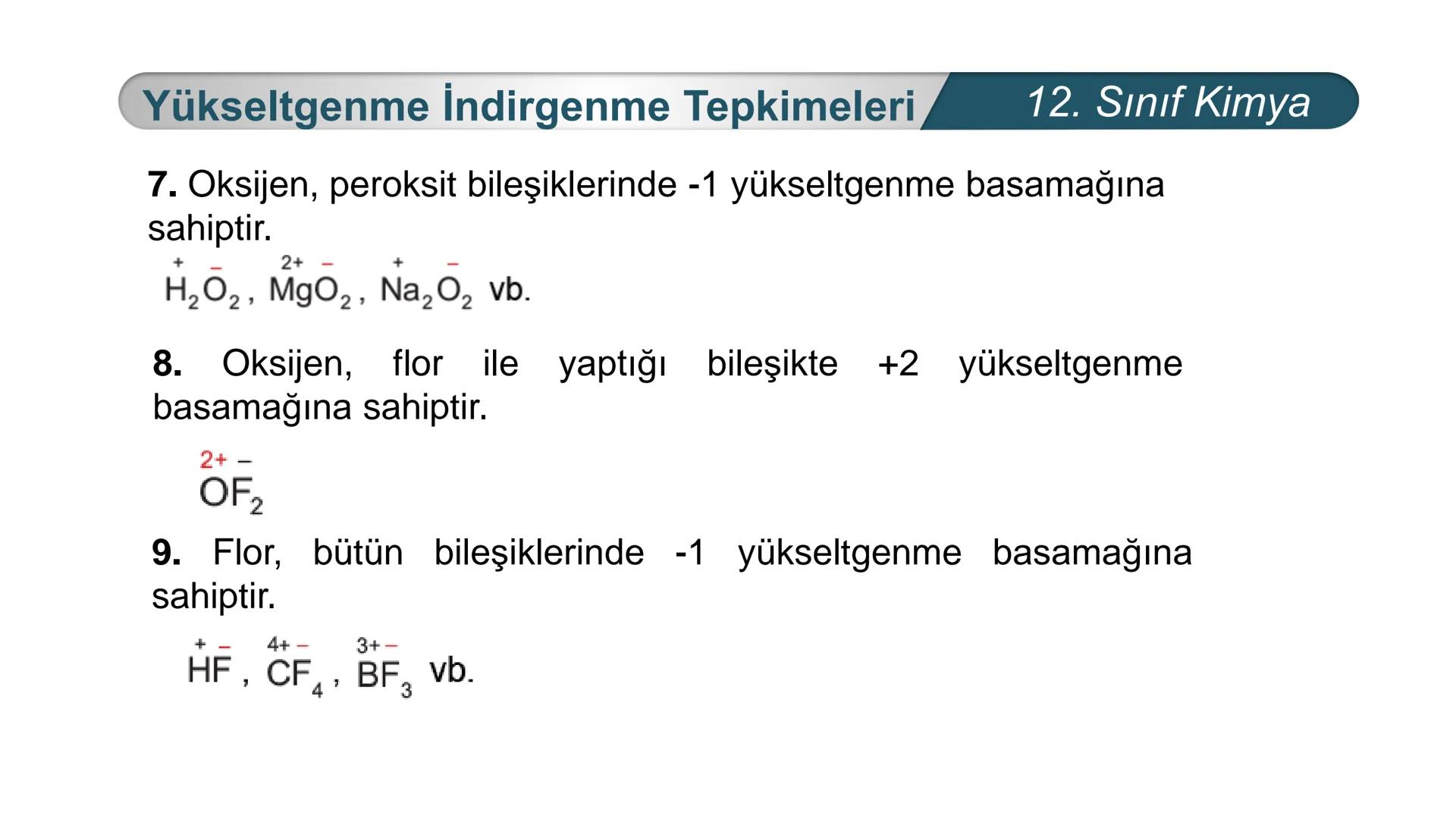 TÜRKIYE CUMHURIYETI
BAKANLIGI
MILLI
*
*
KİMYA
12. SINIF
KİMYA VE ELEKTRİK
İndirgenme Yükseltgenme
Tepkimeleri Yükseltgenme İndirgenme Tepkim