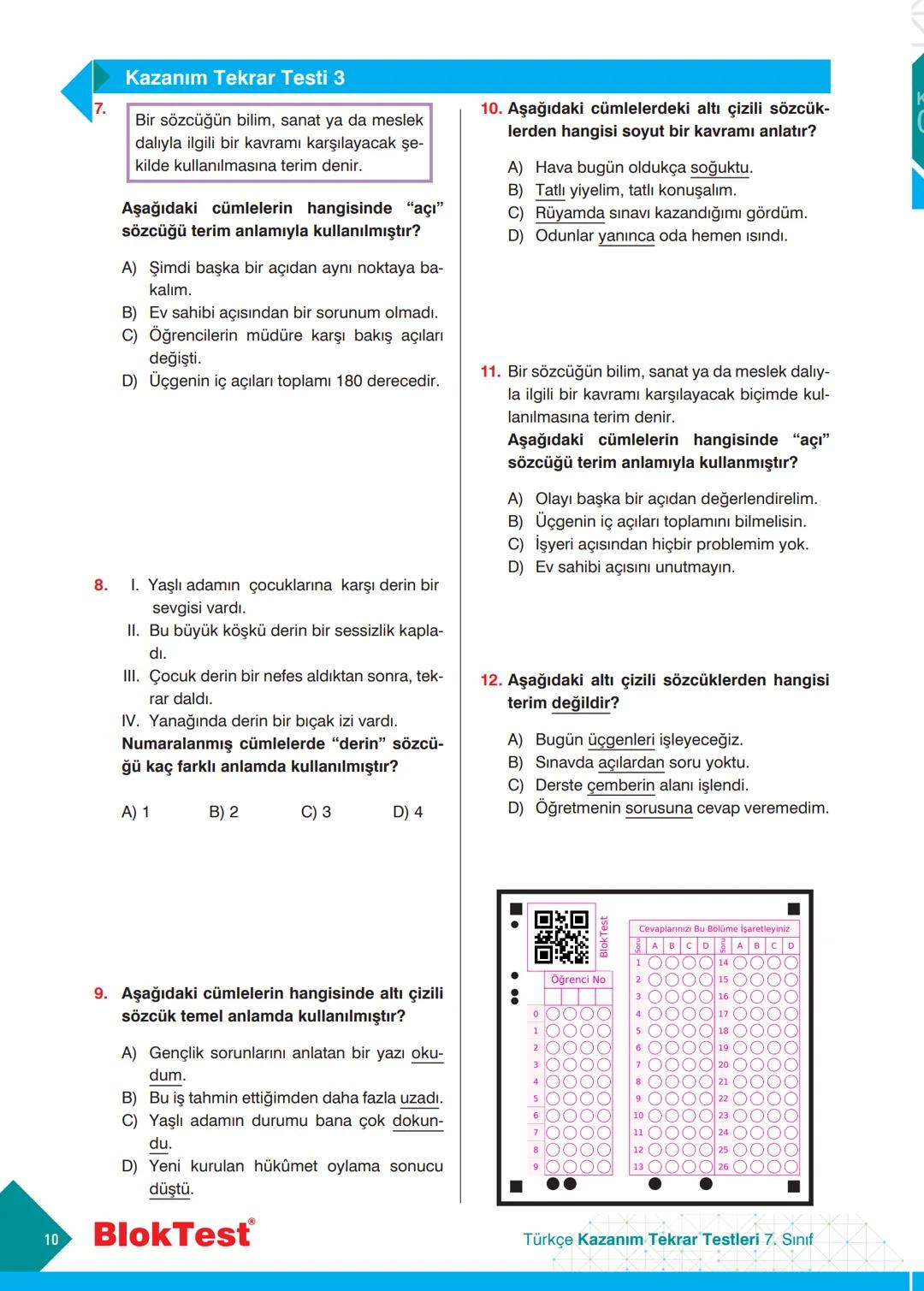 TÜRKÇE
TEKRAR
TESTLERİ
Kazanım Tekrar Testleri
✓ Ünite Tekrar Testleri
✓ Dönem Tekrar Testleri
✓ Genel Tekrar Testleri
68 Test
698 Soru
Blok