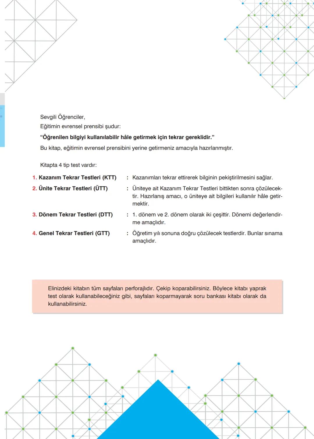 TÜRKÇE
TEKRAR
TESTLERİ
Kazanım Tekrar Testleri
✓ Ünite Tekrar Testleri
✓ Dönem Tekrar Testleri
✓ Genel Tekrar Testleri
68 Test
698 Soru
Blok