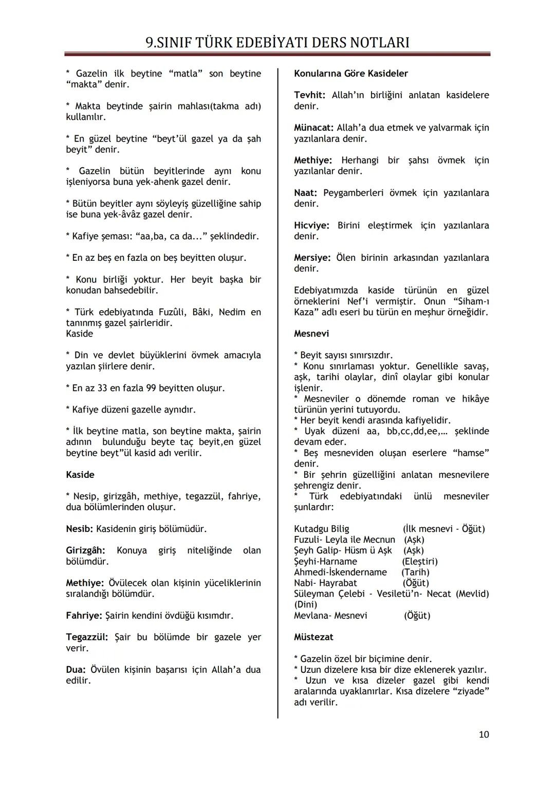 9.SINIF TÜRK EDEBİYATI DERS NOTLARI
I. ÜNİTE - GÜZEL SANATLAR VE EDEBİYAT
GÜZEL SANATLAR İÇİNDE EDEBİYATIN YERİ
Güzel sanatları diğer ese