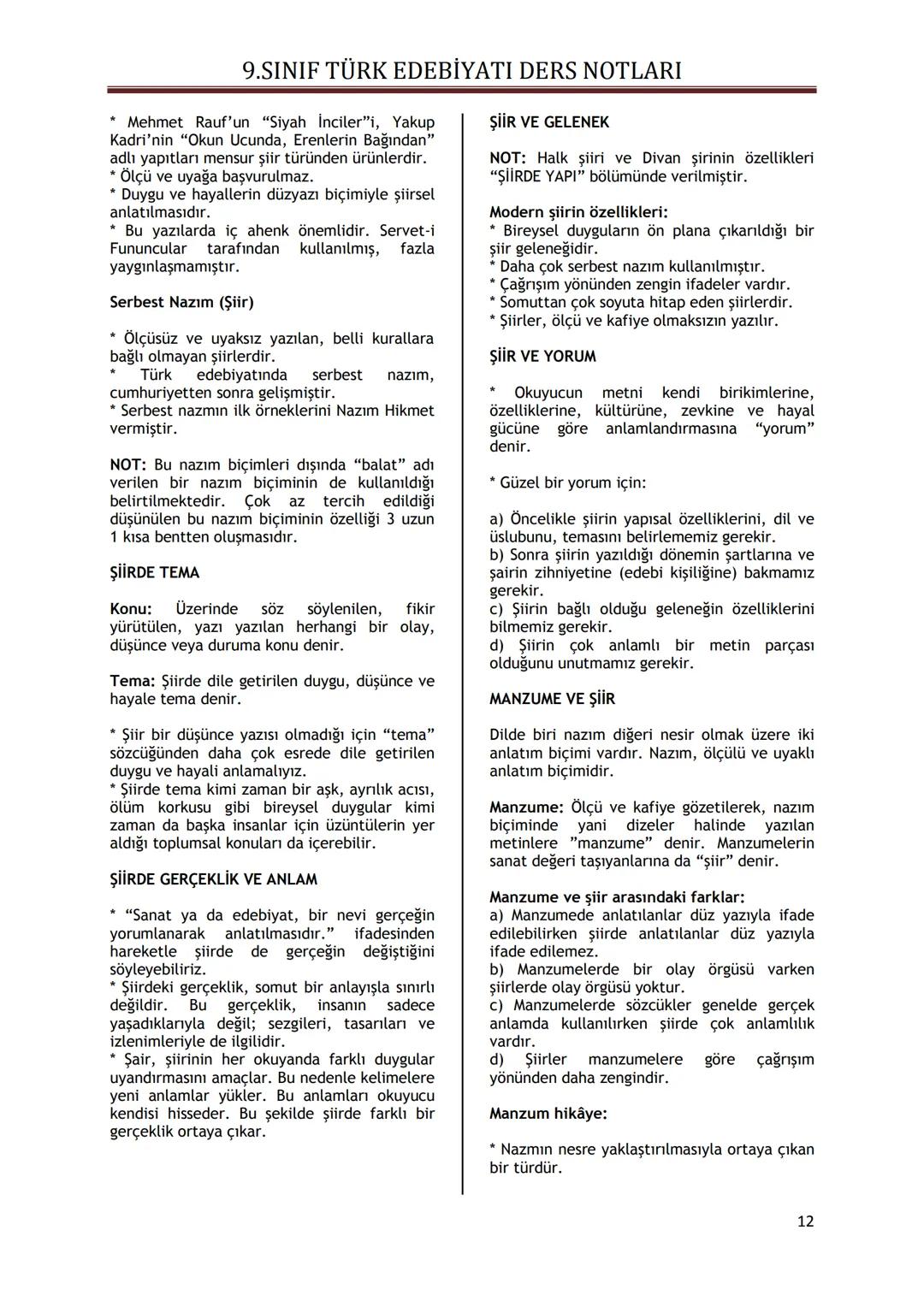 9.SINIF TÜRK EDEBİYATI DERS NOTLARI
I. ÜNİTE - GÜZEL SANATLAR VE EDEBİYAT
GÜZEL SANATLAR İÇİNDE EDEBİYATIN YERİ
Güzel sanatları diğer ese