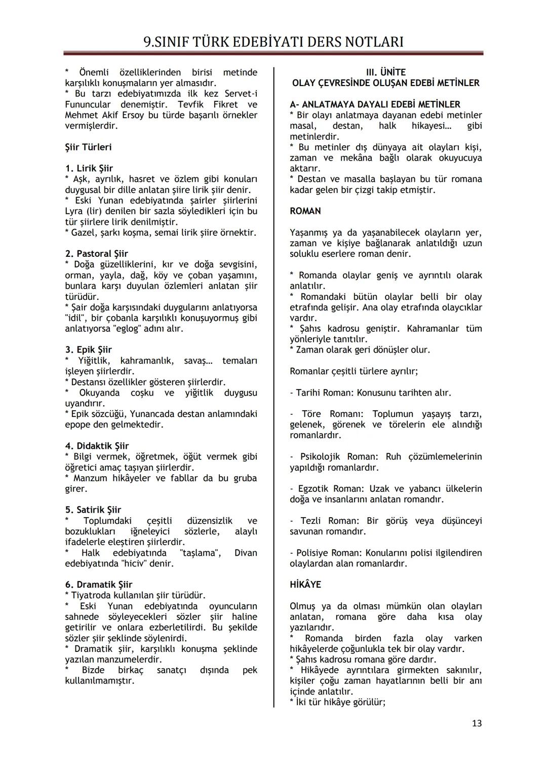 9.SINIF TÜRK EDEBİYATI DERS NOTLARI
I. ÜNİTE - GÜZEL SANATLAR VE EDEBİYAT
GÜZEL SANATLAR İÇİNDE EDEBİYATIN YERİ
Güzel sanatları diğer ese
